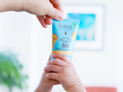 Babo Botanicals Sensitive Baby Mineral Sunscreen Lotion SPF50 - Natural Zinc Oxide - Face & Body - Fragrance-Free - Water-Resistant - PrimeBioHealth - canada supplements