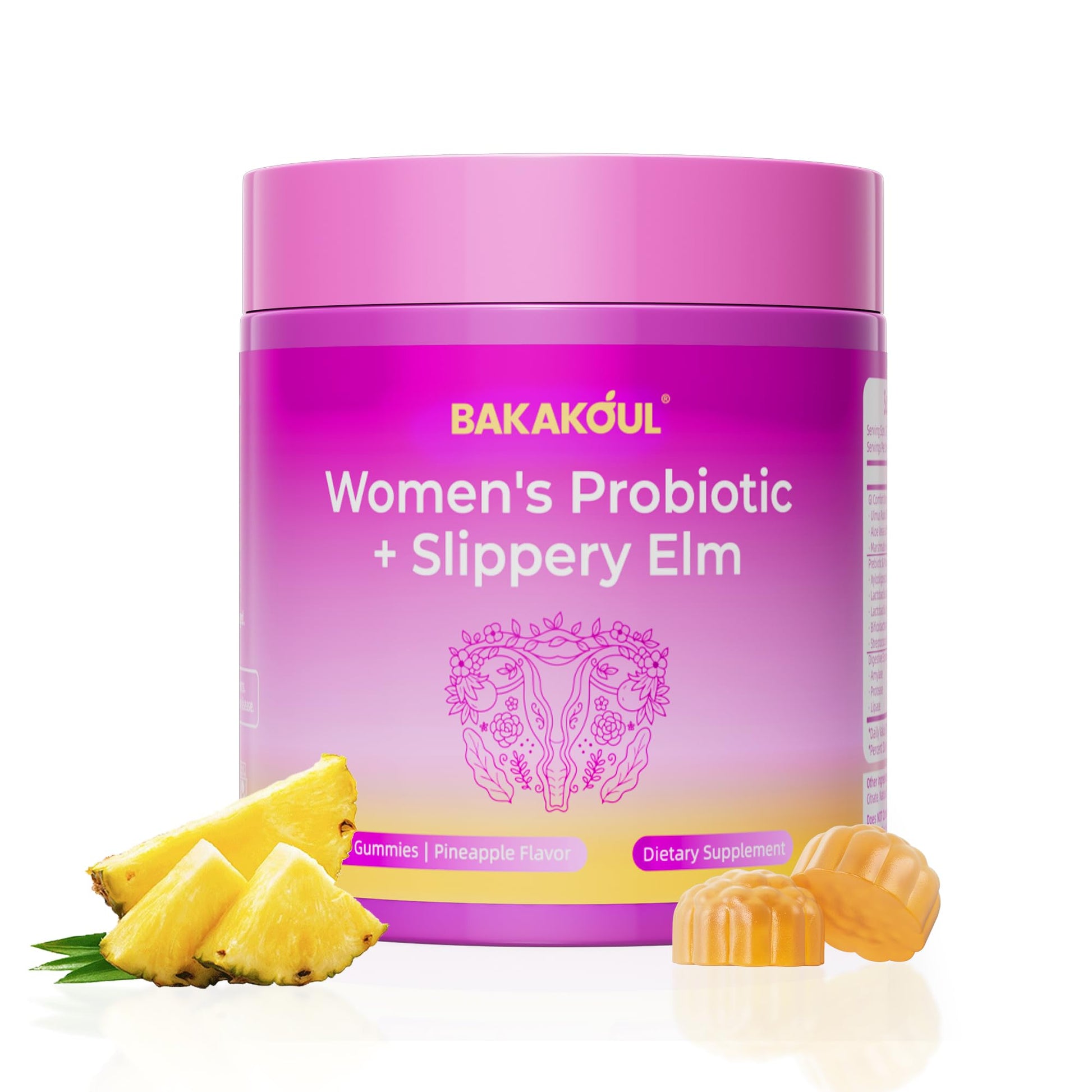 BAKAKOUL Feminine Probiotics Gummies for Women, Vaginal Probiotics with Slippery Elm,Prebiotics & Probiotics Supports pH Balance,Immune Health, Vegan - PrimeBioHealth - canada supplements