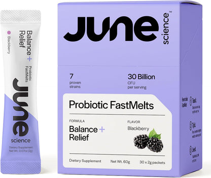 Balance + Relief | Fast Melt Pre + Probiotic for Mood & Stress - BlackBerry Flavor, 30 Powder Sachets - PrimeBioHealth - canada supplements