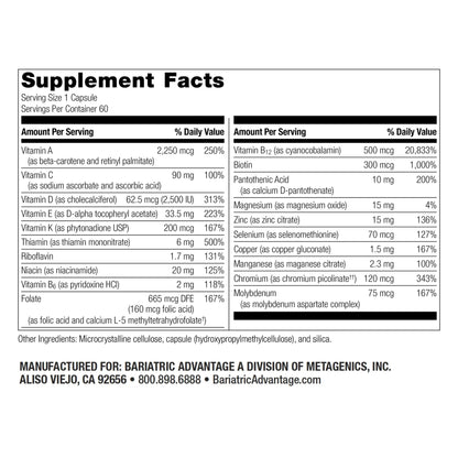 Bariatric Advantage High ADEK Multi - for Bariatric Surgery Patients - Multivitamin with Vitamins A, D, E, K & Trace Minerals - PrimeBioHealth - canada supplements