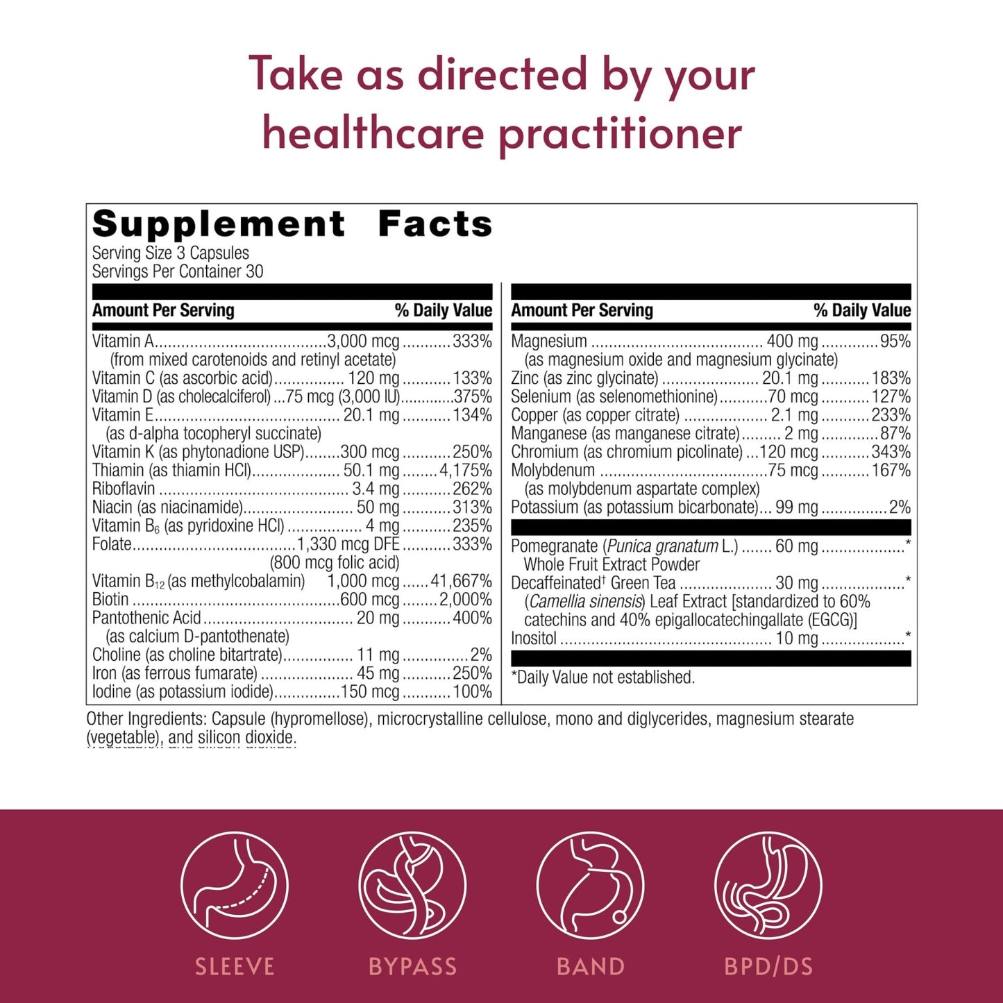 Bariatric Advantage Ultra Multivitamin with Iron - Ultra Multi with Iron - Capsule Format Multivitamin - Provides Full Complex of B Vitamins - PrimeBioHealth - canada supplements