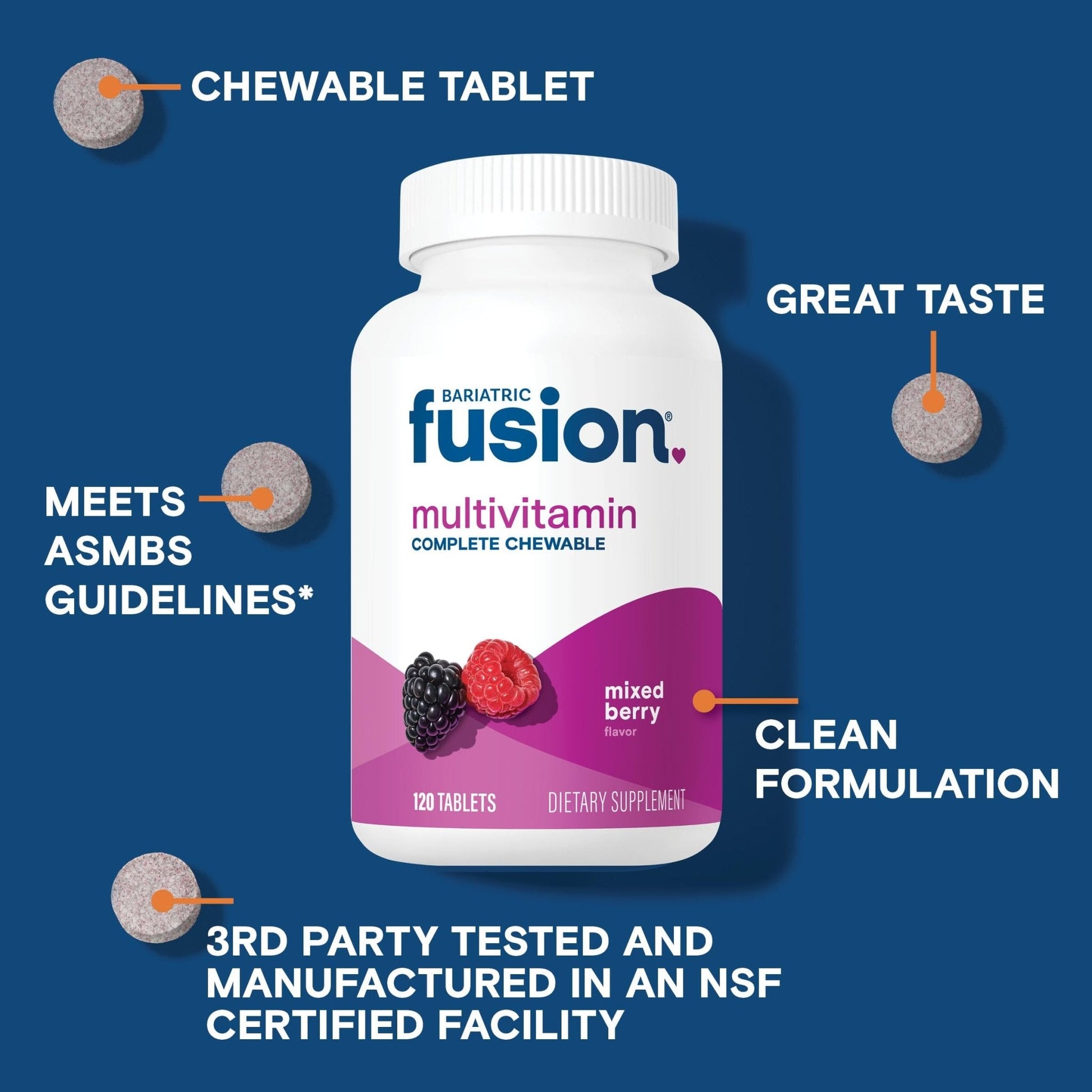 Bariatric Fusion Bariatric Multivitamin with Iron Complete Chewable | Mixed Berry | Post Bariatric Vitamins for Gastric Bypass - PrimeBioHealth - canada supplements