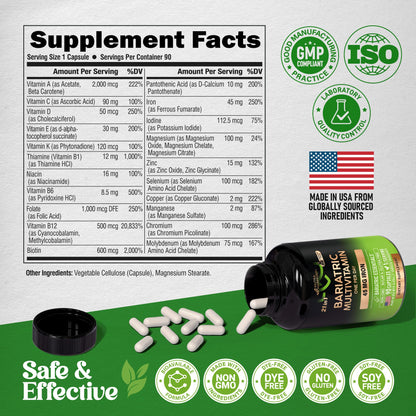 Bariatric Multivitamin - 45 mg Iron Supplements - Made in USA - for Women & Men - All-in-One, 21 Essential Vitamins - Gastric Sleeve Support - PrimeBioHealth - canada supplements
