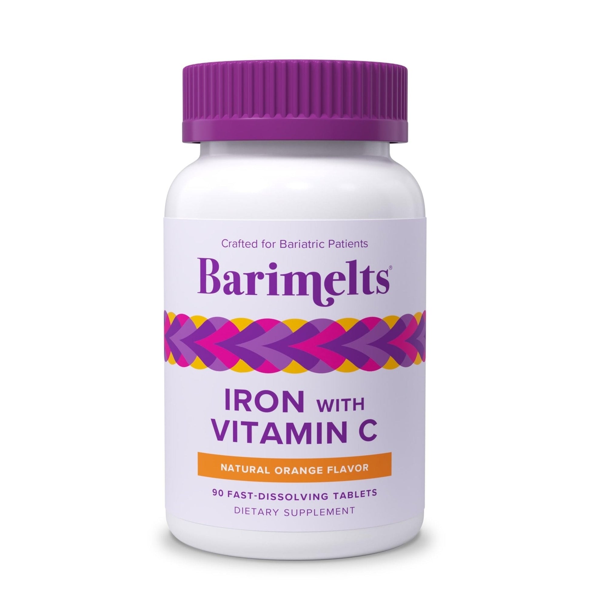 Barimelts Iron with Vitamin C, 90 Fast-Dissolving Tablets (1-Month Supply), Sugar-Free Bariatric Iron Supplement for Women, Natural Orange Flavor - PrimeBioHealth - canada supplements