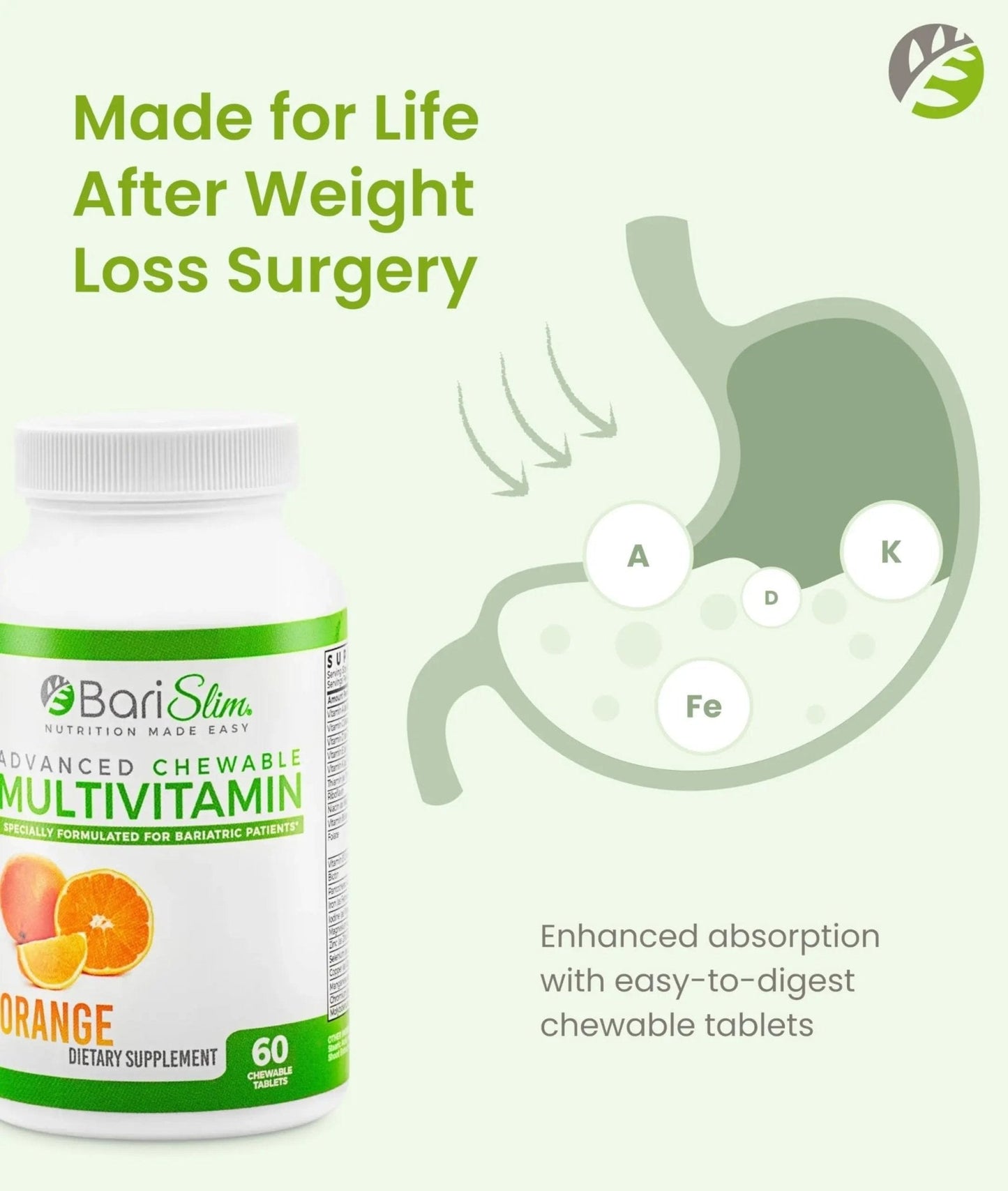 BariSlim Advanced Chewable Bariatric Multivitamin Tablets - Bariatric Vitamin and Supplement for Post Bariatric Surgery Including Gastric - PrimeBioHealth - canada supplements