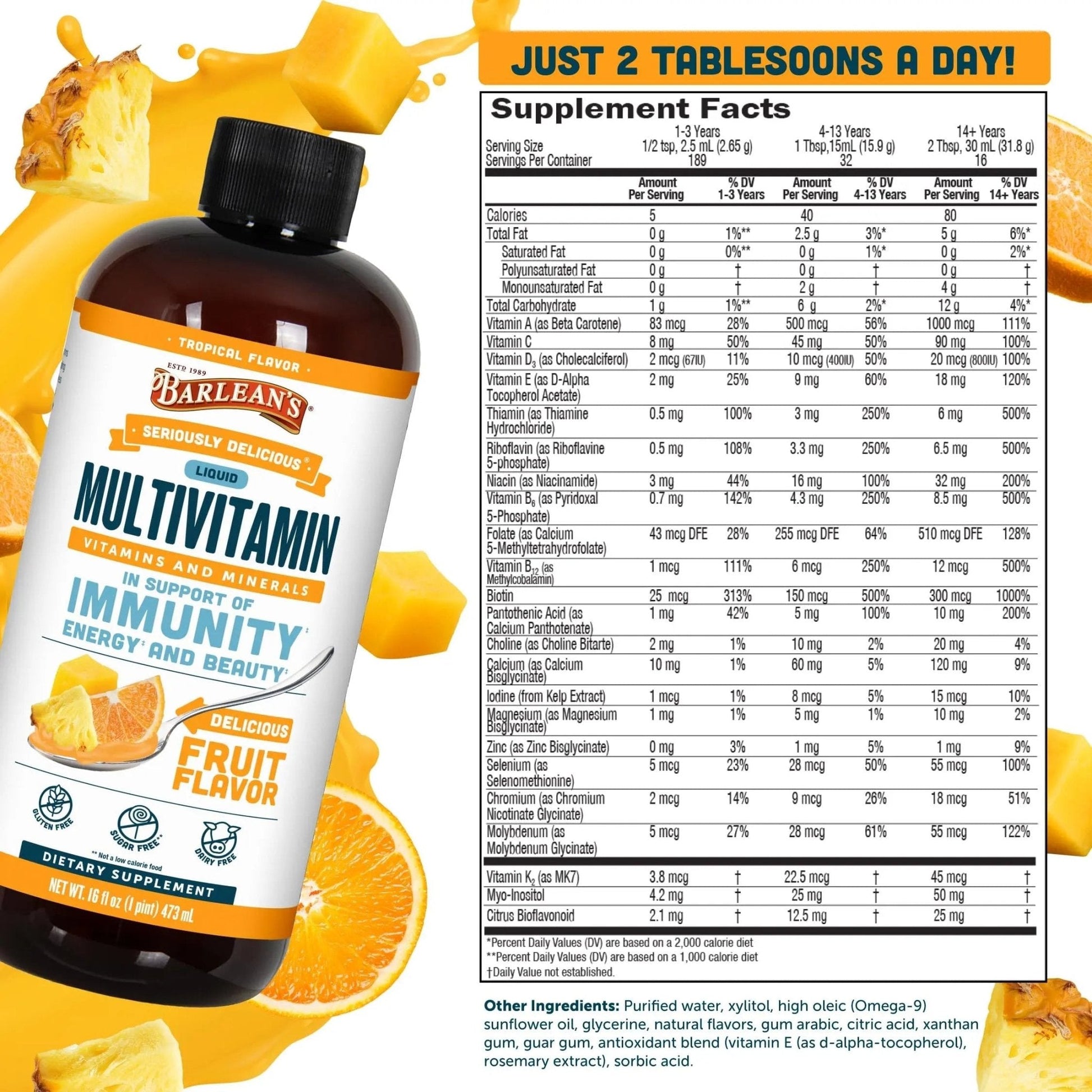 Barlean's Liquid Multivitamin for Women, Men & Kids, 21 Essential Vitamins & Minerals, Includes Biotin, B-Complex - PrimeBioHealth - canada supplements