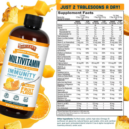 Barlean's Liquid Multivitamin for Women, Men & Kids, 21 Essential Vitamins & Minerals, Includes Biotin, B-Complex - PrimeBioHealth - canada supplements
