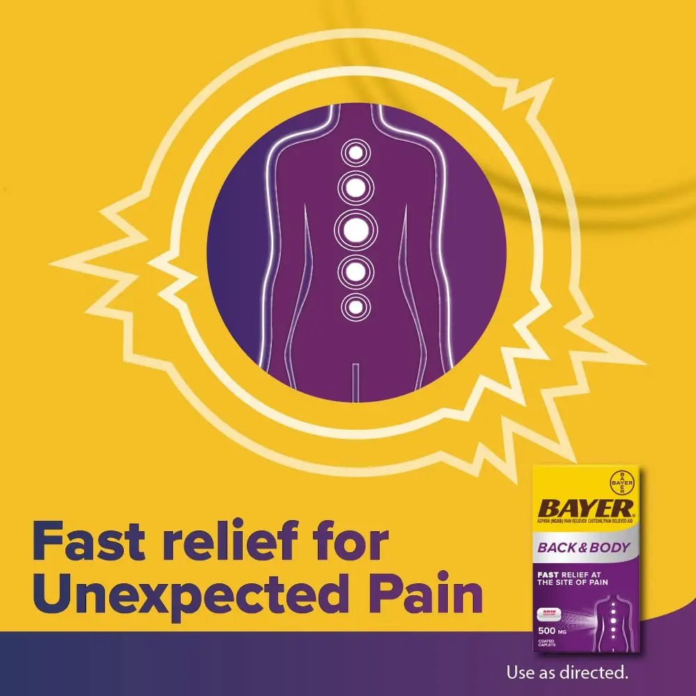 Bayer Extra Strength 500mg Aspirin Plus Caffeine for Powerful Pain Relief, 200 Coated Caplets - PrimeBioHealth - canada supplements