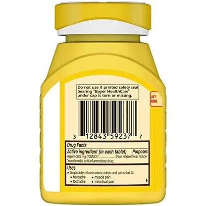 Bayer Genuine Aspirin 325 mg, Coated Tablets for Headache Relief, Multi-Symptom Pain Reliever and Fever Reducer, Pain Relief Tablets for Tooth and Muscle Pain, Backache, 300 Ct - PrimeBioHealth - canada supplements