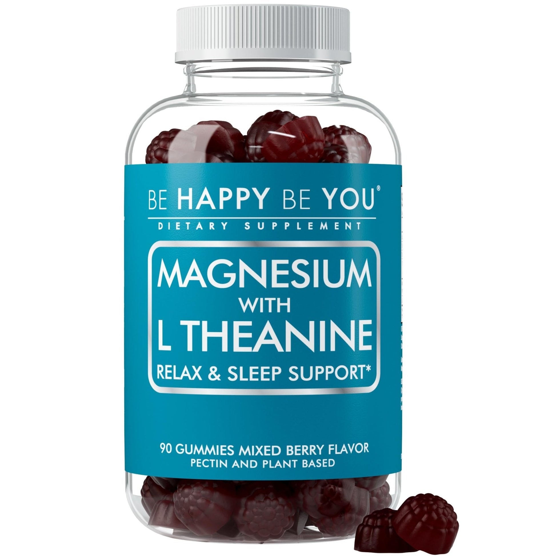 Be Happy Be You Magnesium Glycinate Gummies with L-Theanine – Relaxation & Sleep Support – Vegan, Gelatin-Free, Mixed Berry Flavor - PrimeBioHealth - canada supplements
