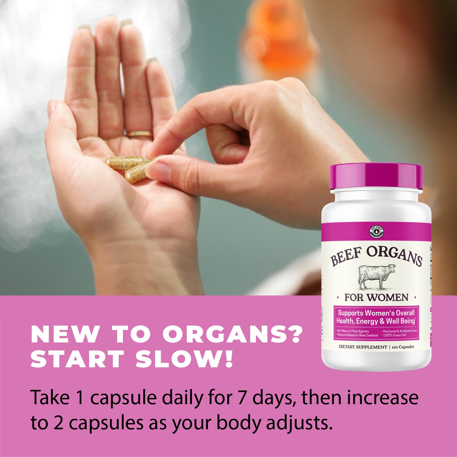Beef Organ Supplement for Women - Beef Liver, Kidney, Heart and Uterus Tissue, Supports Women's Overall Energy and Health - Pasture Raised in New Zealand - PrimeBioHealth - canada supplements