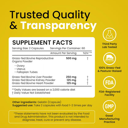 Beef Organ Supplement for Women – Grass Fed Liver, Uterus, Ovary, Heart, Kidney – 30+ Nutrients to Support Hormone Balance, Cycle Health, Energy, Immunity - PrimeBioHealth - canada supplements