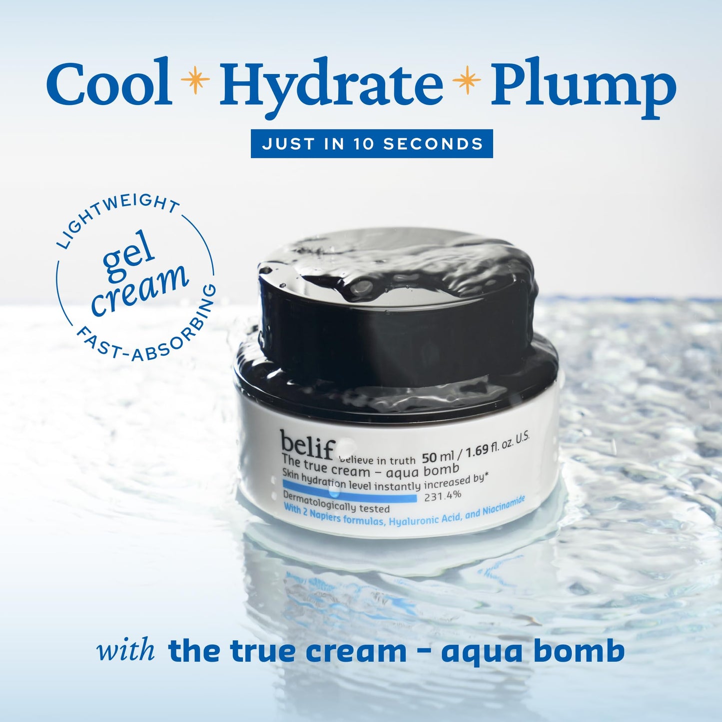 belif Aqua Bomb – Daily Niacinamide Hydrating Moisturizer, Lightweight Plumping Facial Cream with Hyaluronic Acid & Squalane, Cooling Effect - PrimeBioHealth - canada supplements
