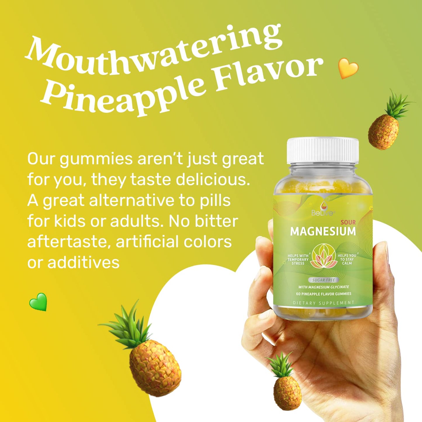 BeLive Magnesium Glycinate Gummies 200 mg - Sugar Free Supplement for Muscle Relaxation, Sleep Support, & Heart Health for Adults & Kids - PrimeBioHealth - canada supplements