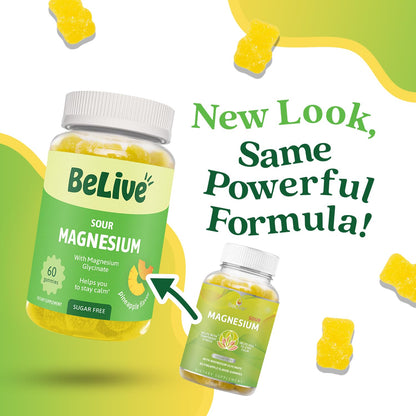 BeLive Magnesium Glycinate Gummies 200 mg - Sugar Free Supplement for Muscle Relaxation, Sleep Support, & Heart Health for Adults & Kids - PrimeBioHealth - canada supplements