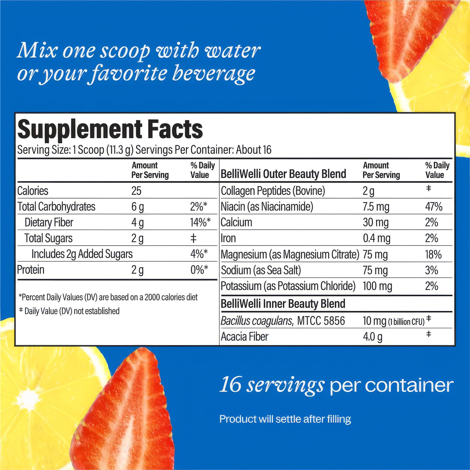 BelliWelli Fiber Supplement for Women & Men Premium Daily Fiber Powder from Organic Acacia with Added Collagen Electrolytes & Probiotics No Bloat Constipation - PrimeBioHealth - canada supplements