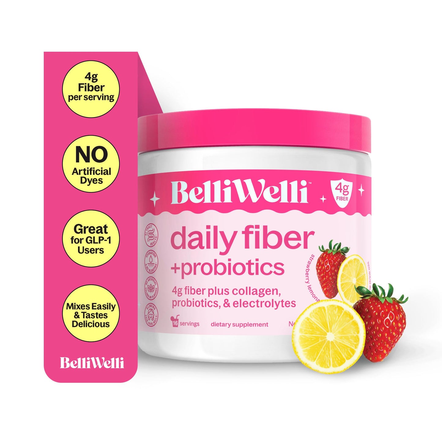 BelliWelli Fiber Supplement for Women & Men Premium Daily Fiber Powder from Organic Acacia with Added Collagen Electrolytes & Probiotics No Bloat Constipation - PrimeBioHealth - canada supplements