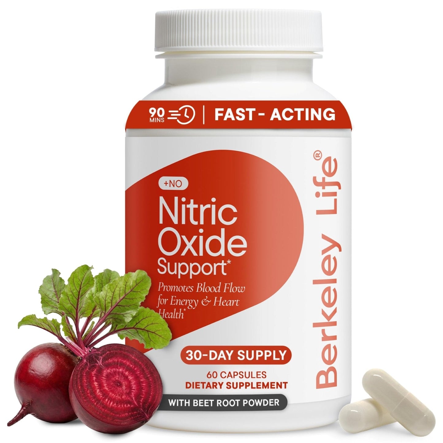 Berkeley Life Nitric Oxide Support Supplement - Nitric Oxide Booster for Men & Women - Blood Flow & Circulation with Beet Root Powder to Support Energy, Heart Health - PrimeBioHealth - canada supplements