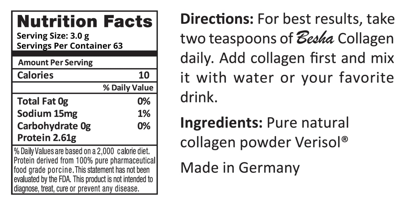 BESHA INC Verisol Collagen Bioactive Peptides (Natural Collagen Powder) Made in Germany - 2 Month Supply - PrimeBioHealth - canada supplements