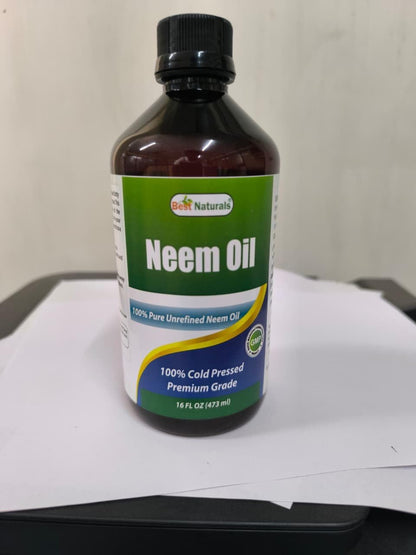 Best Naturals 100% Pure Neem Oil, 100% Cold Pressed and Unrefined - 16 OZ (1 Bottle) - PrimeBioHealth - canada supplements