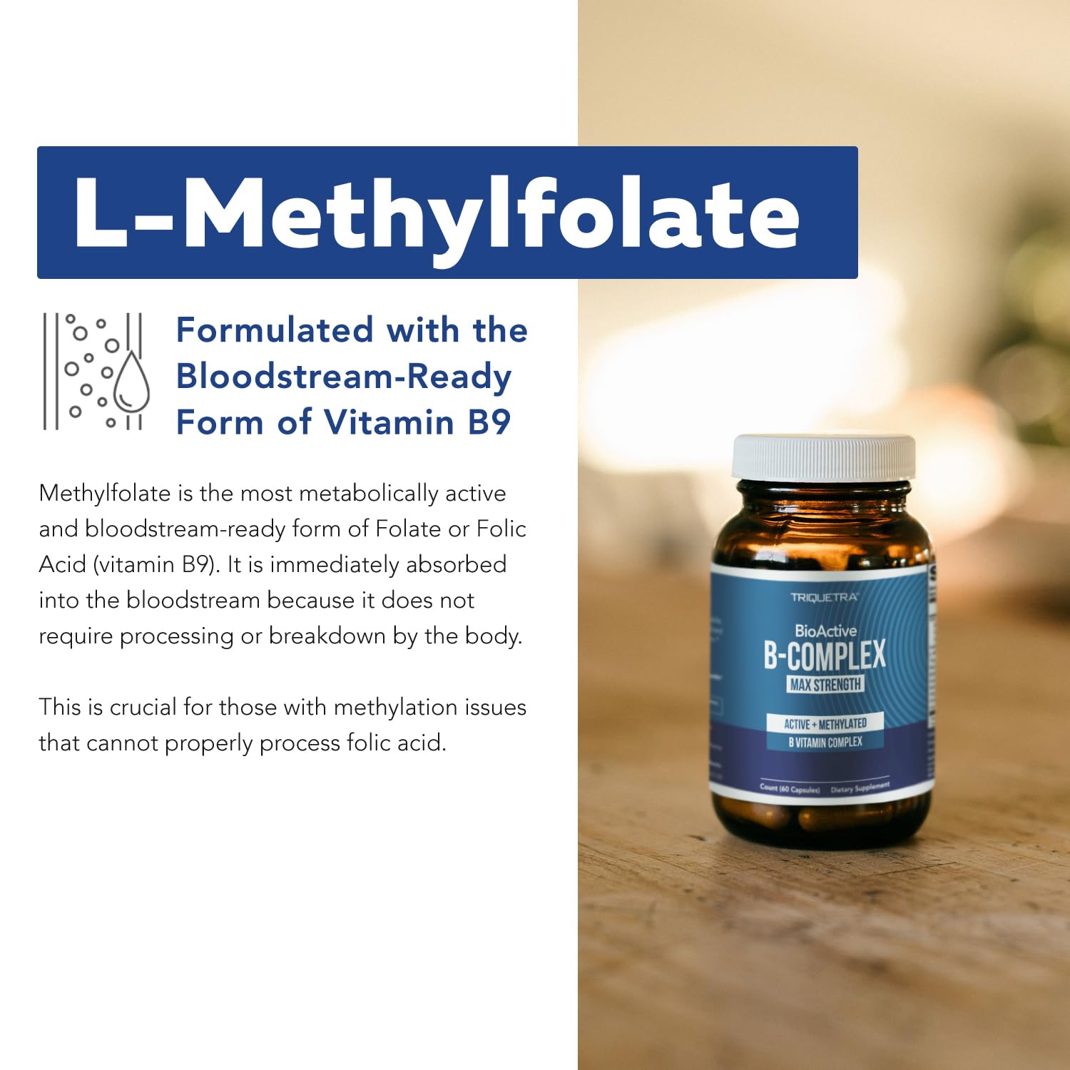 BioActive Vitamin B Complex - Blood Stream Ready, Methylated B Complex - Featuring Methylfolate, 3 BioActive Forms of B12, BenfoPure® B1 & Pantesin® B5 - 12 B Vitamins in Clinical Doses - 60 Servings - PrimeBioHealth - canada supplements