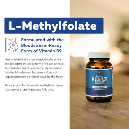 BioActive Vitamin B Complex - Blood Stream Ready, Methylated B Complex - Featuring Methylfolate, 3 BioActive Forms of B12, BenfoPure® B1 & Pantesin® B5 - 12 B Vitamins in Clinical Doses - 60 Servings - PrimeBioHealth - canada supplements