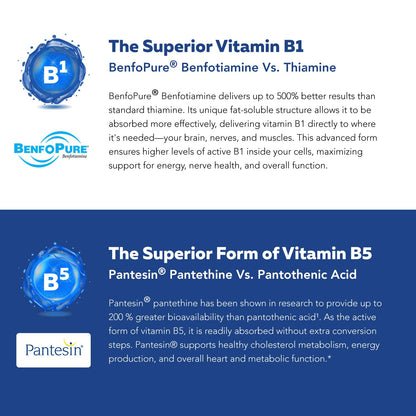 BioActive Vitamin B Complex - Blood Stream Ready, Methylated B Complex - Featuring Methylfolate, 3 BioActive Forms of B12, BenfoPure® B1 & Pantesin® B5 - 12 B Vitamins in Clinical Doses - 60 Servings - PrimeBioHealth - canada supplements