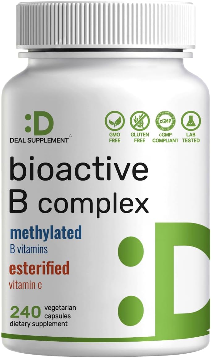 Bioactive Vitamin B Complex for Men & Women, 240 Veggie Capsules - Methylated B Complex & Esterified Vitamin C – High Potency & Easy Absorption – Immune, Energy & Metabolism Supplement – Non-GMO - PrimeBioHealth - canada supplements