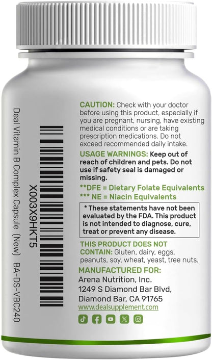 Bioactive Vitamin B Complex for Men & Women, 240 Veggie Capsules - Methylated B Complex & Esterified Vitamin C – High Potency & Easy Absorption – Immune, Energy & Metabolism Supplement – Non-GMO - PrimeBioHealth - canada supplements