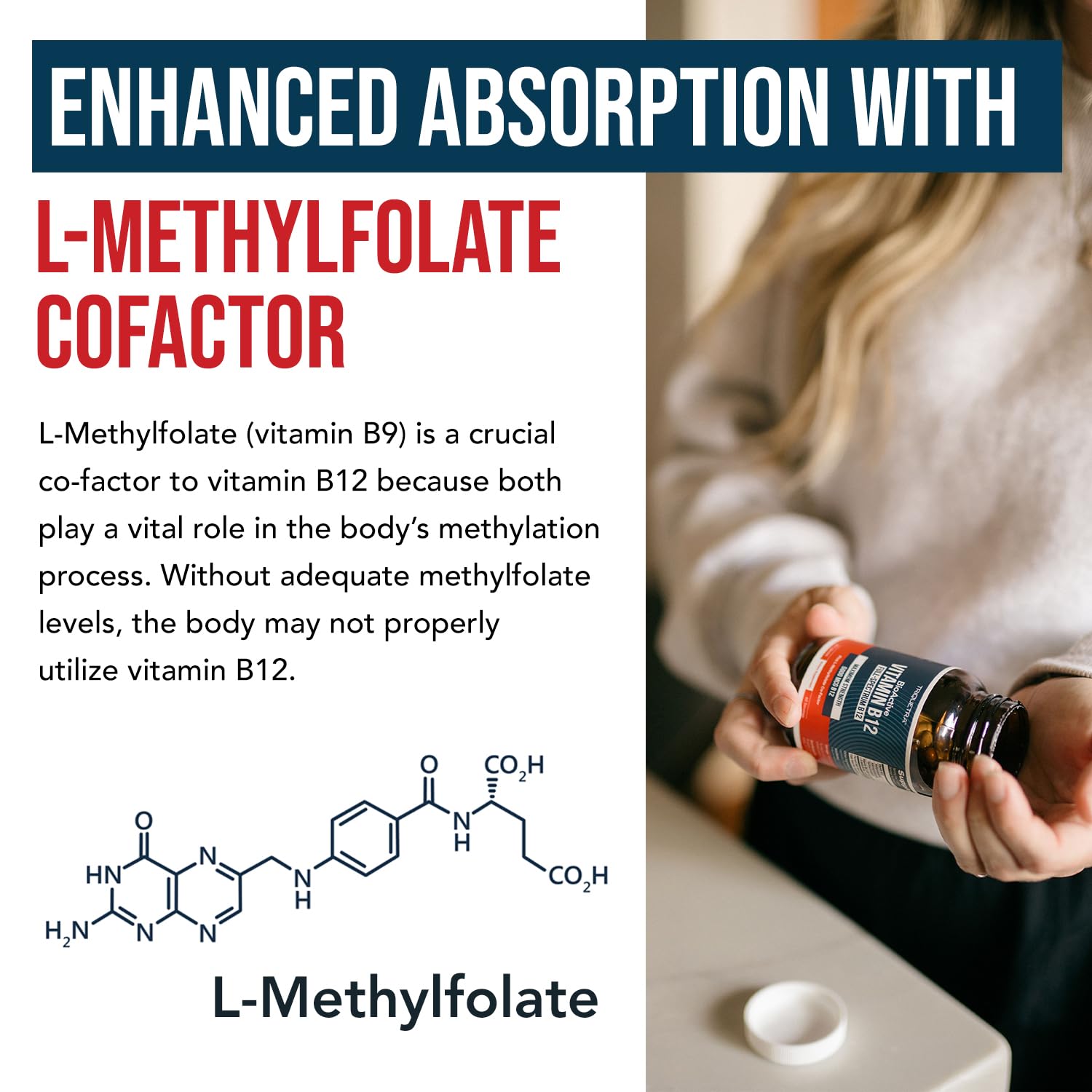 BioActive Vitamin B12 - 5000 mcg, Contains 3 BioActive Forms B12 Plus Methylfolate Cofactor - Methyl B12, Adenosyl B12 & Hydroxy B12 | Supports Energy - PrimeBioHealth - canada supplements