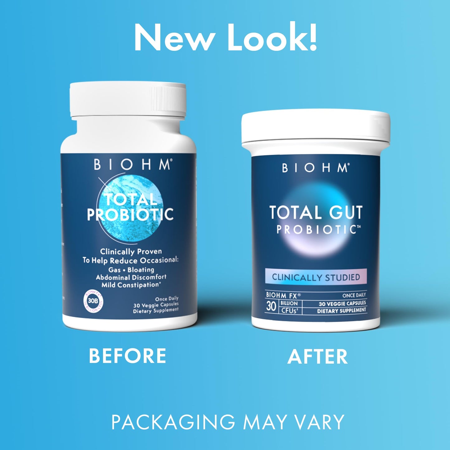 BIOHM Total Probiotic, 30 Billion CFU Daily Probiotics for Women & Men (30 Count) Helps Reduce Occasional Gas & Bloating, - PrimeBioHealth - canada supplements