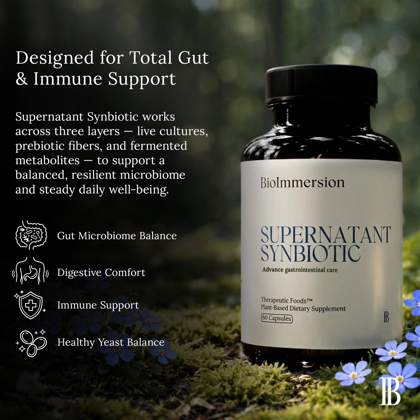 BioImmersion Supernatant Synbiotic - Prebiotic Probiotic Postbiotic - Eases Digestive Discomfort, Gut Imbalance & Yeast Overgrowth - Immune & Microbiome Support - PrimeBioHealth - canada supplements