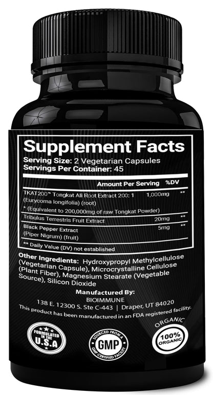 BioImmune Longjack Tongkat Ali Ultra Concentrated Purified Extract Capsules | Strength Muscle Mass, Drive, Performance - PrimeBioHealth - canada supplements