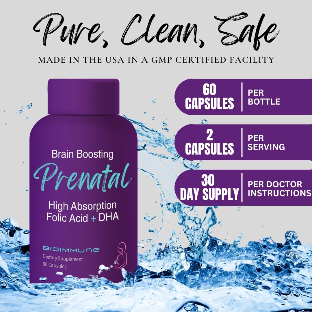 BioImmune Ultra Strength Bio-Available Prenatal Vitamins for Women, Naturally Occurring Methylated Folate Folic Acid, DHA Omega 3. Supports Brain Development, Healthy Fetal Development - PrimeBioHealth - canada supplements