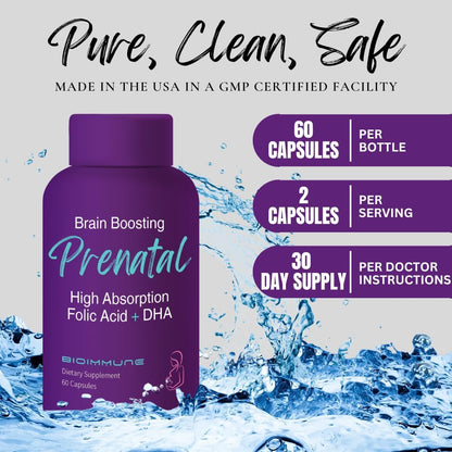 BioImmune Ultra Strength Bio-Available Prenatal Vitamins for Women, Naturally Occurring Methylated Folate Folic Acid, DHA Omega 3. Supports Brain Development, Healthy Fetal Development - PrimeBioHealth - canada supplements