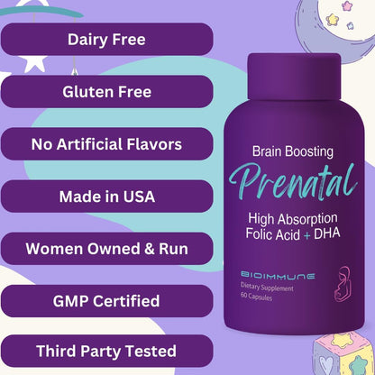 BioImmune Ultra Strength Bio-Available Prenatal Vitamins for Women, Naturally Occurring Methylated Folate Folic Acid, DHA Omega 3. Supports Brain Development, Healthy Fetal Development - PrimeBioHealth - canada supplements