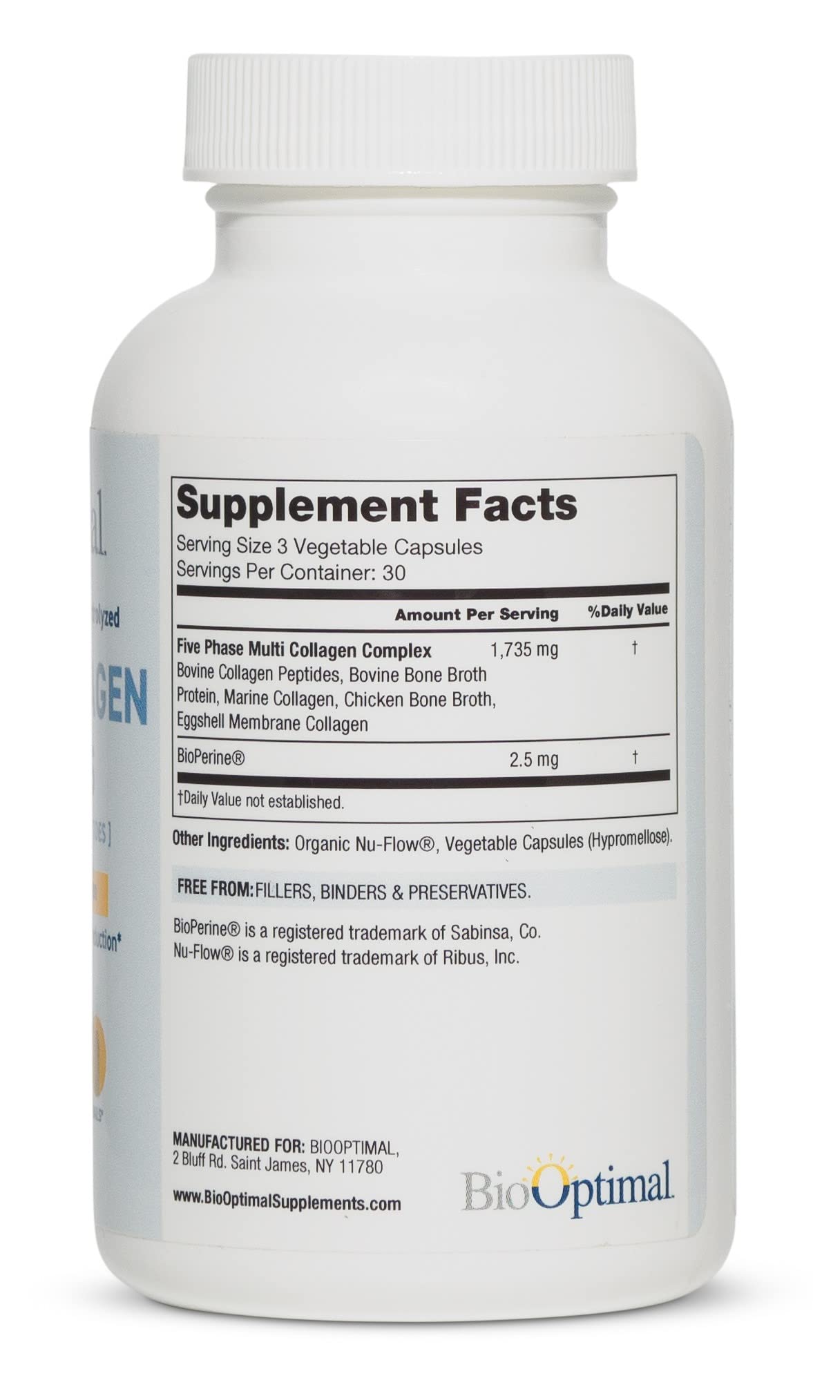 BioOptimal Multi-Collagen Supplement Capsules, Types I, II, III, V, & X Collagen, 90 Capsules - PrimeBioHealth - canada supplements