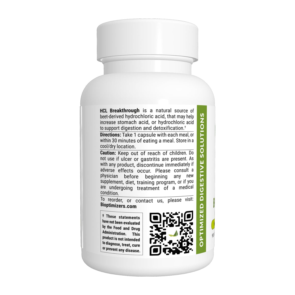 BIOptimizers HCL Breakthrough - Betaine Hydrochloride Enzymes Supplement - Assists with Protein Breakdown and Absorption - Helps Gas and Heartburn Relief - PrimeBioHealth - canada supplements