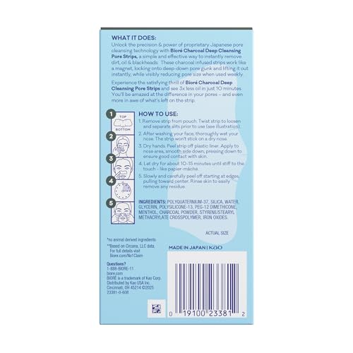 Biore Charcoal, Deep Cleansing Pore Strips, Nose Strips for Blackhead Removal on Oily Skin - PrimeBioHealth - canada supplements