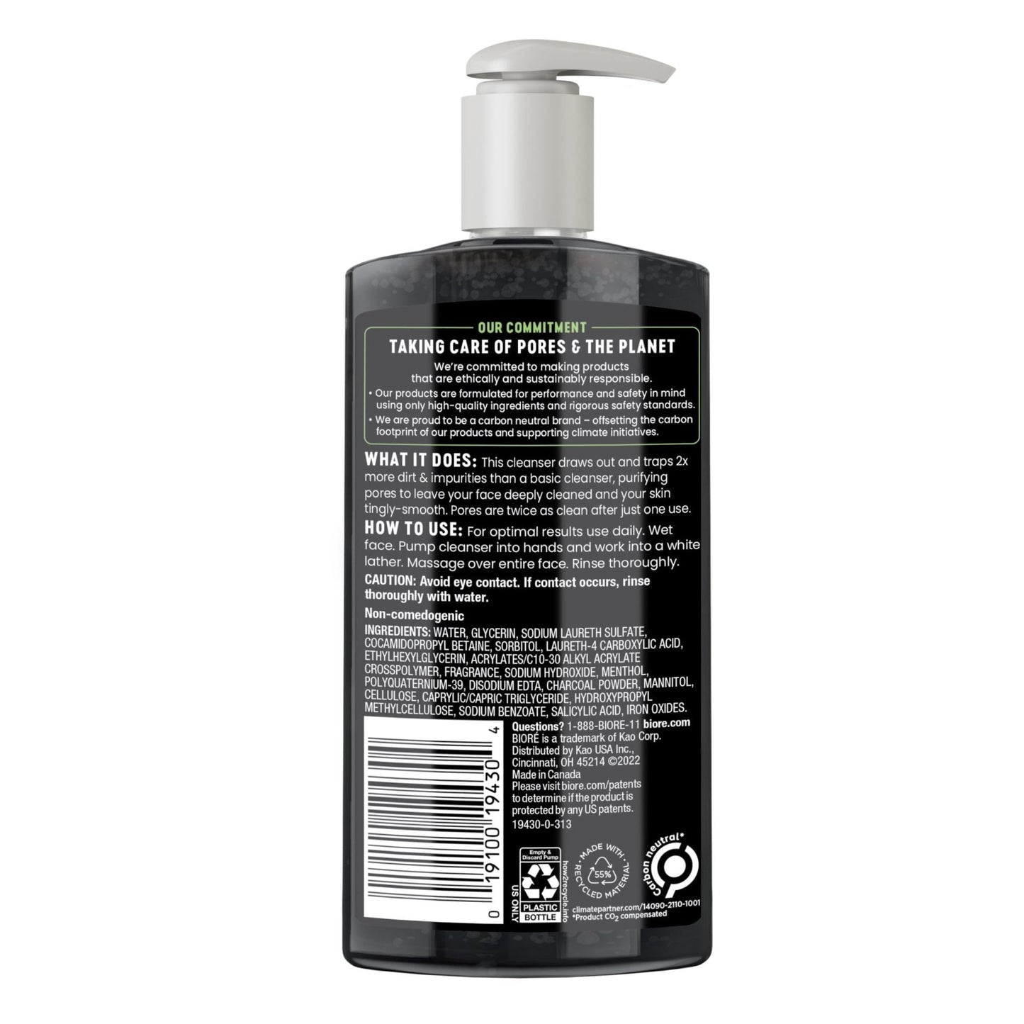 Biore Deep Pore Charcoal Face Wash, Daily Facial Cleanser for Dirt & Makeup Removal, for Oily Skin, 6.77 Oz - PrimeBioHealth - canada supplements