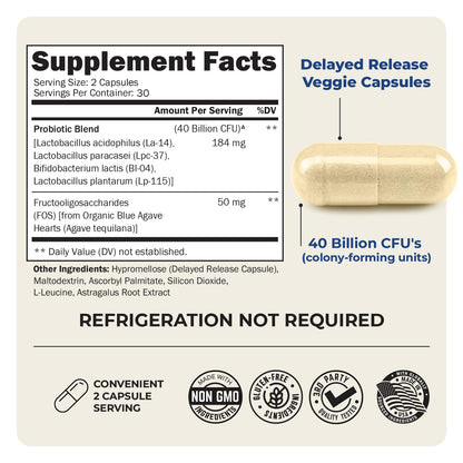 BioSchwartz Daily Probiotic Nutritional Supplement - 40 Billion CFU for Gut Health - Probiotics for Men and Women - Digestive Health with Astragalus - PrimeBioHealth - canada supplements