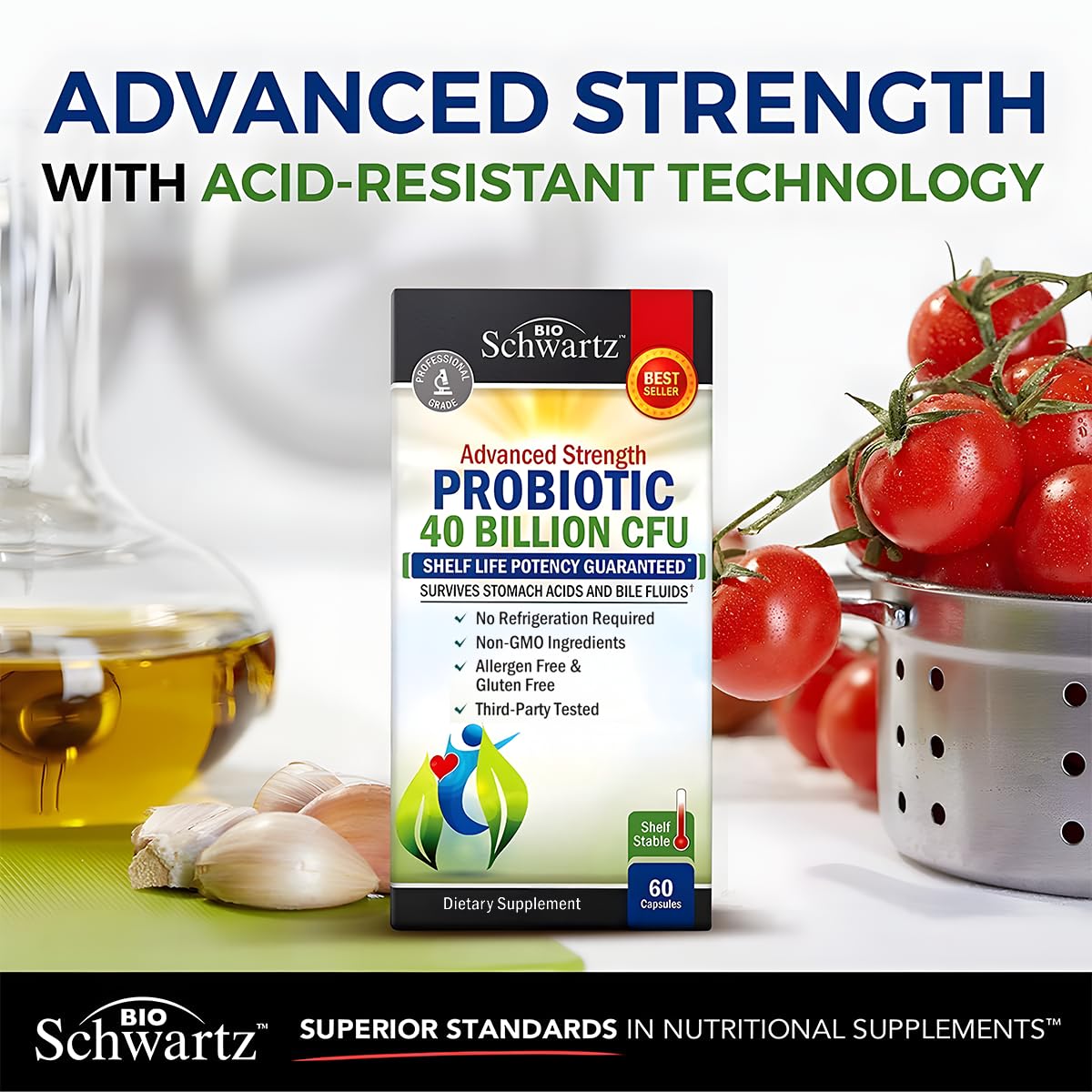 BioSchwartz Daily Probiotic Nutritional Supplement - 40 Billion CFU for Gut Health - Probiotics for Men and Women - Digestive Health with Astragalus - PrimeBioHealth - canada supplements