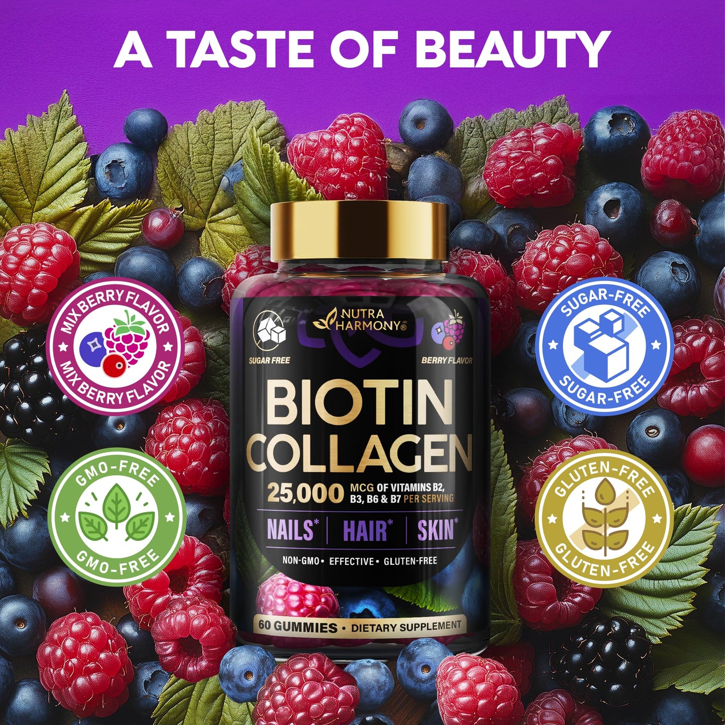 Biotin Gummies with Collagen - Hair Growth Support Skin, & Nail Strength - for Women & Men - Biotin 10000mcg | Keratin | Hyaluronic Acid | B-Complex | Saw Palmetto - PrimeBioHealth - canada supplements