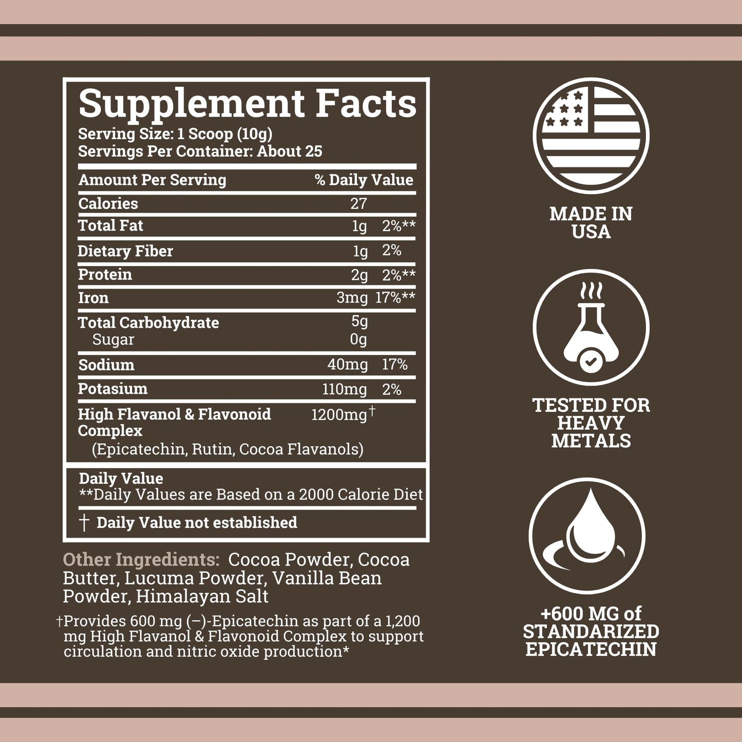 Black Forest High Flavanol Cocoa Powder (1200mg Flavanols & Flavonoids Supplements)10X More Flavanols (Epicatechin) Than Cocoa & 600mg of Epicatechin Supplement - PrimeBioHealth - canada supplements