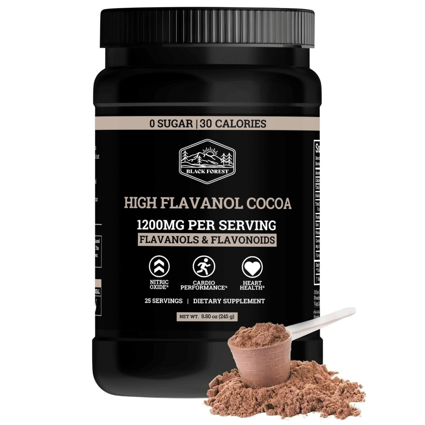 Black Forest High Flavanol Cocoa Powder (1200mg Flavanols & Flavonoids Supplements)10X More Flavanols (Epicatechin) Than Cocoa & 600mg of Epicatechin Supplement - PrimeBioHealth - canada supplements
