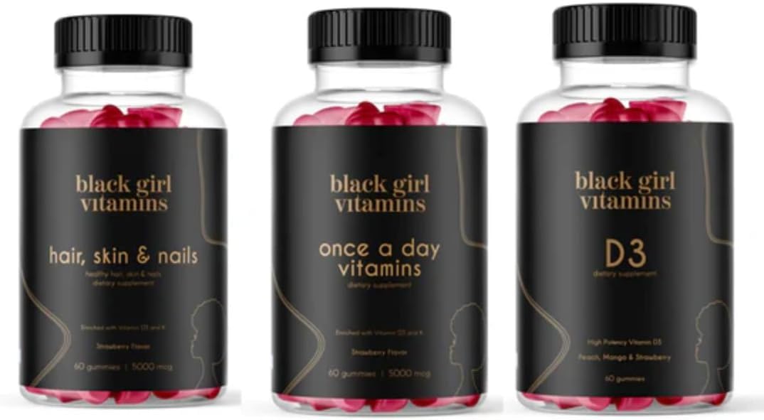 Black Girl Vitamins Look Good Feel Good Bundle – Hair Skin & Nails, Vitamin D3 2000IU & Once a Day Multivitamin - Women's Supplement Bundle - PrimeBioHealth - canada supplements