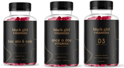Black Girl Vitamins Look Good Feel Good Bundle – Hair Skin & Nails, Vitamin D3 2000IU & Once a Day Multivitamin - Women's Supplement Bundle - PrimeBioHealth - canada supplements