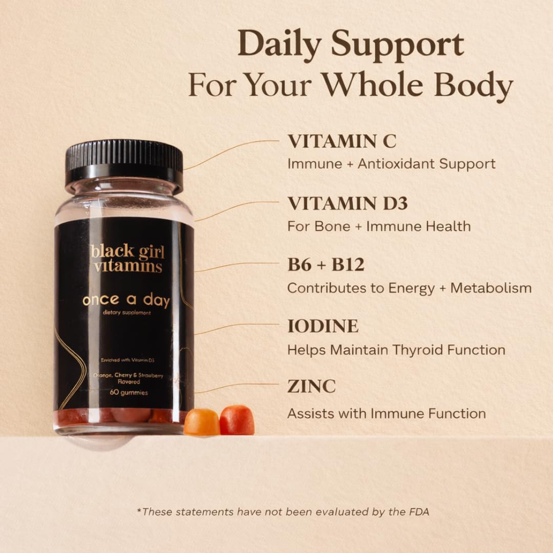 Black Girl Vitamins Once a Day - Womens Multivitamin Gummy - Vitamin A, B, C, E and Zinc. Multivitamin for Women, Immune Support. Vegan - PrimeBioHealth - canada supplements