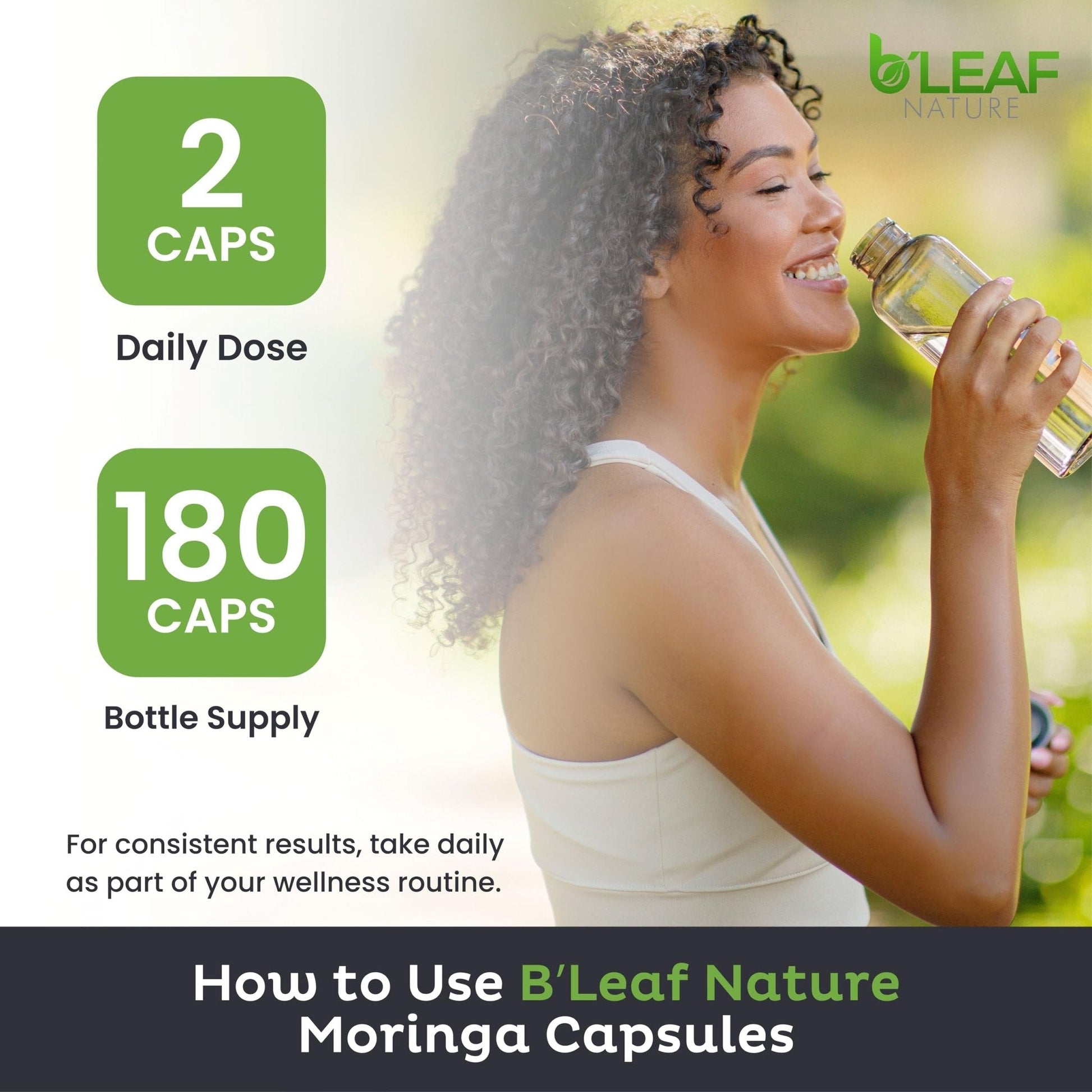 B'Leaf Nature Moringa Capsules Organic 1000mg — Pure Moringa Oleifera Leaf Powder Capsules for Energy & Immune Support - PrimeBioHealth - canada supplements