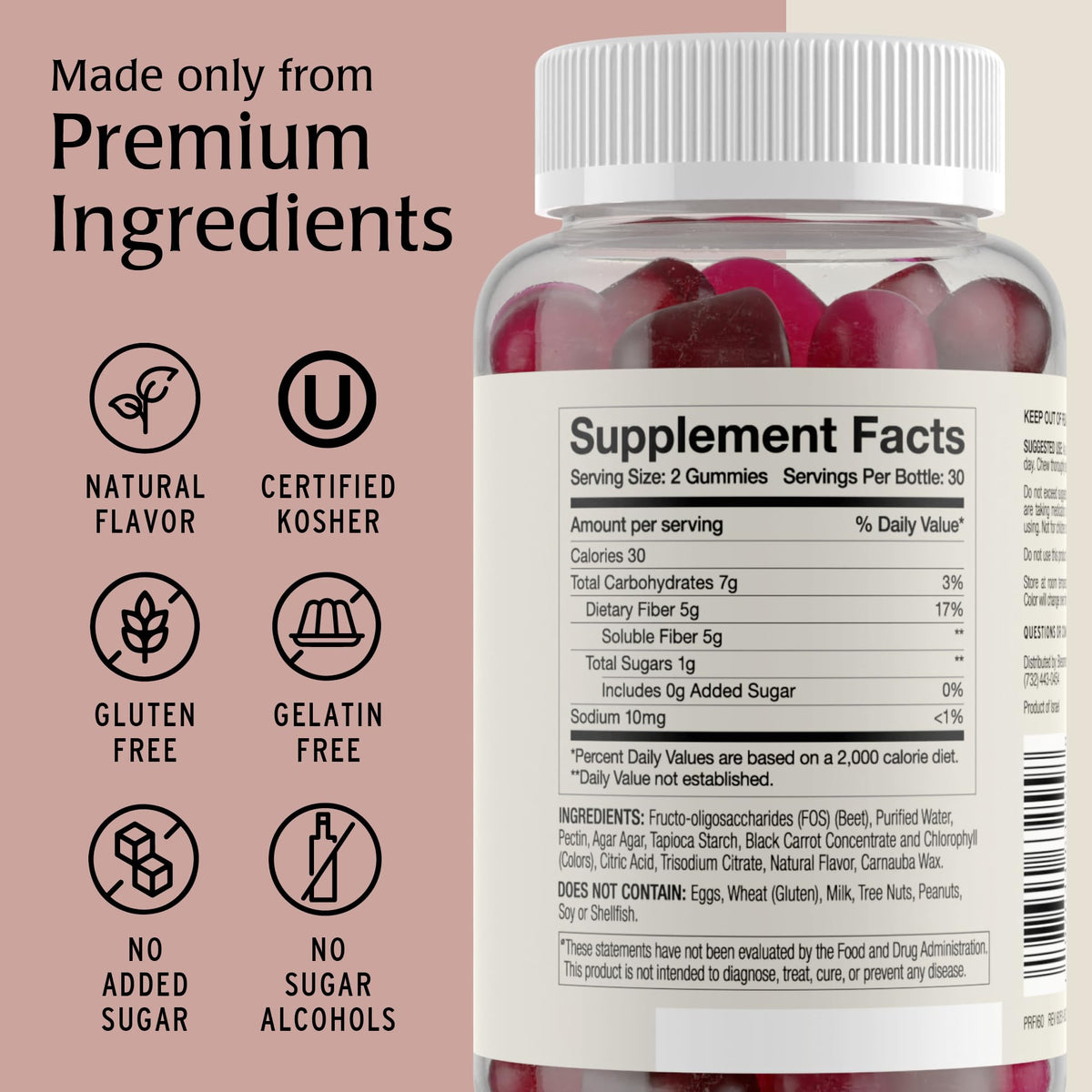 Blessments - Prebiotic Fiber Gummies for Adults & Kids with No Added Sugar- 5g (60 Count) High Fiber Supplement Gummies - Vegan - Keto Friendly - Digestive Health Supplements - PrimeBioHealth - canada supplements